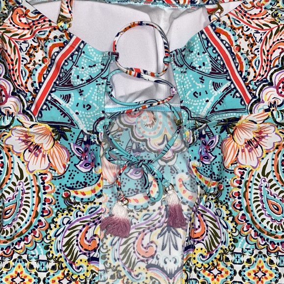 Kenneth Cole REACTION Baby Sleeve Bandeau Tankini Swimsuit Top Small - Picture 7 of 8